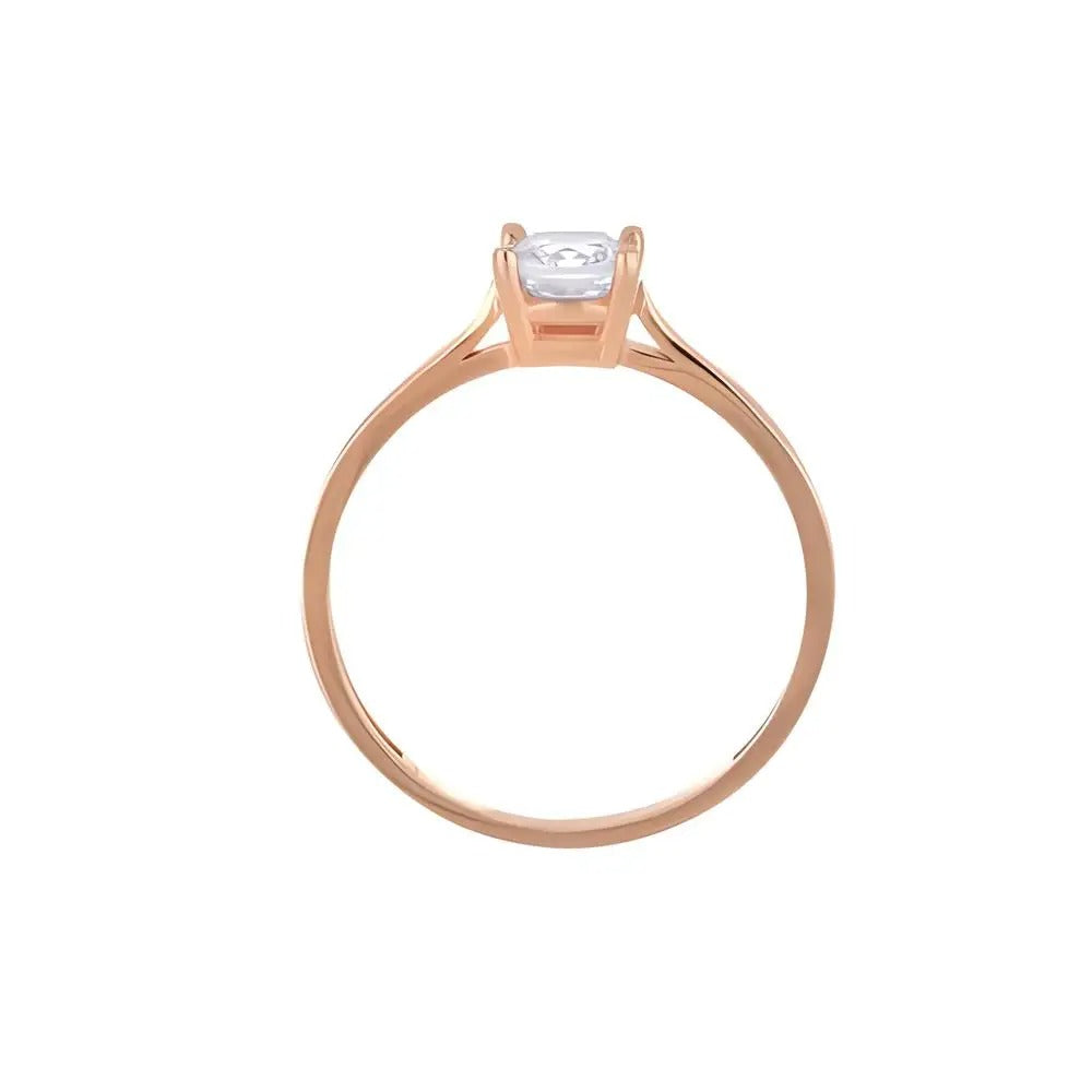 Rose gold solitaire ring with large zirconia