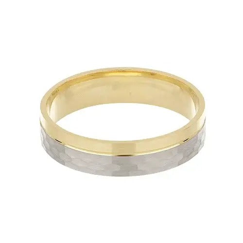 Gold ring half diamond half matte faceted