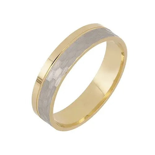 Gold ring half diamond half matte faceted