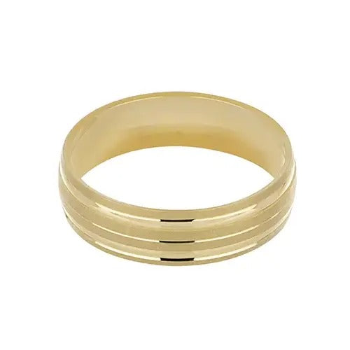 Gold ring with matte finish and two diamond stripes