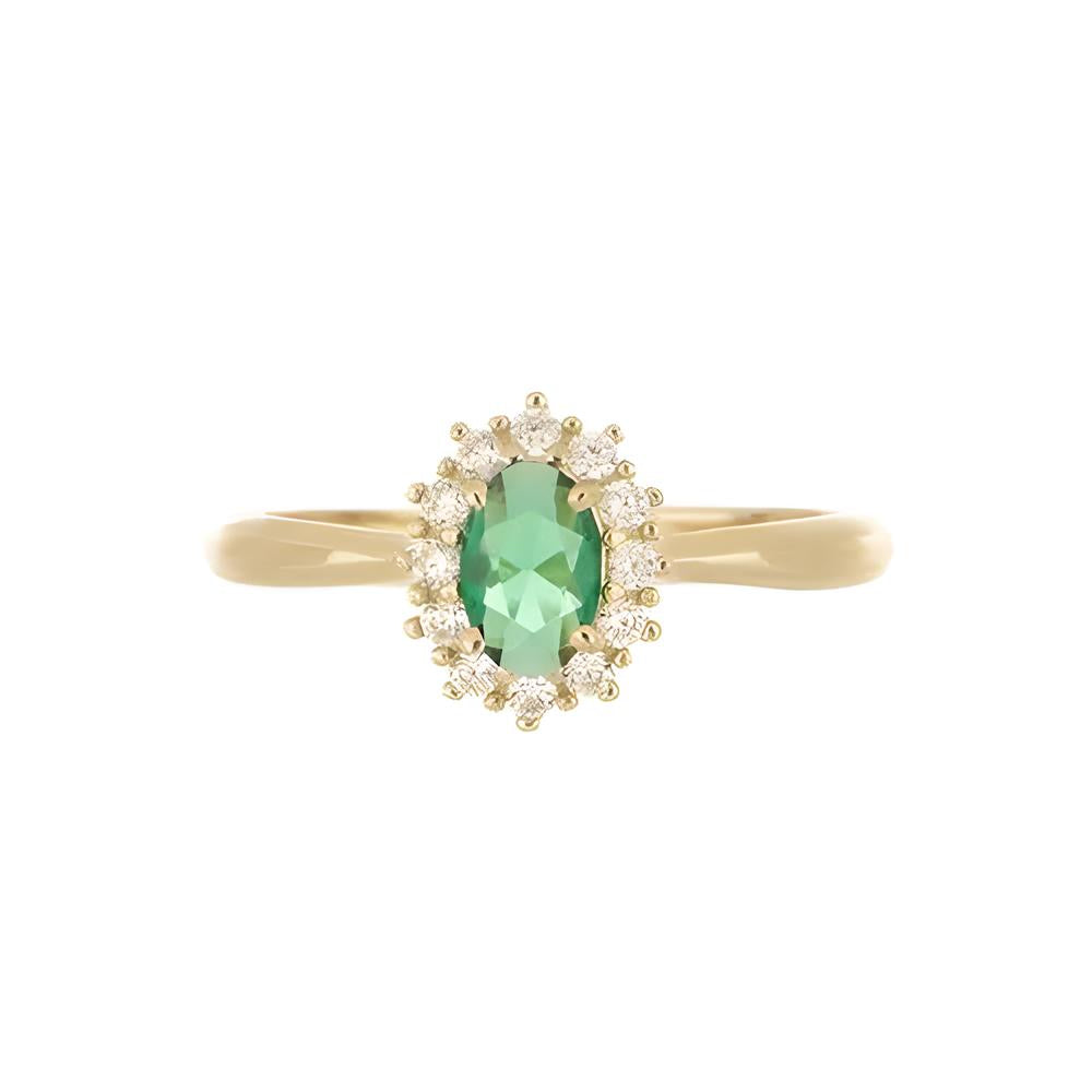 Solitaire green zirconia and white zirconias