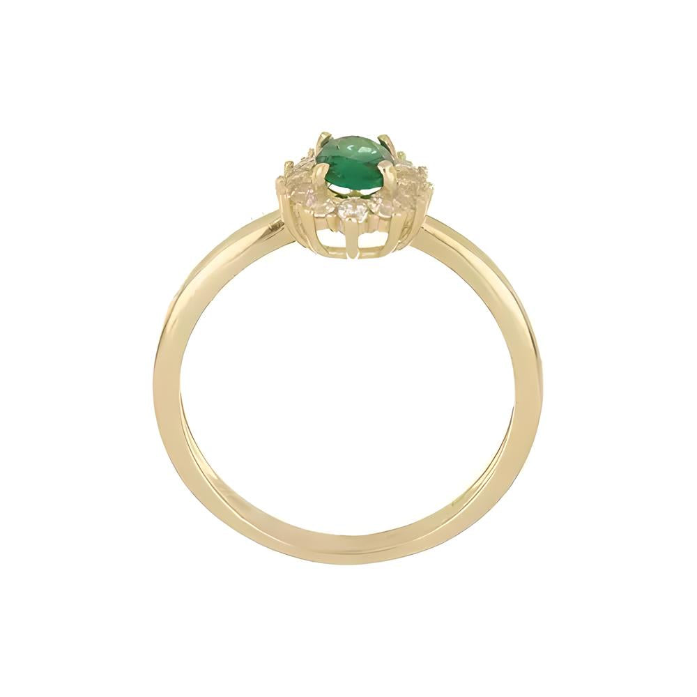 Solitaire green zirconia and white zirconias