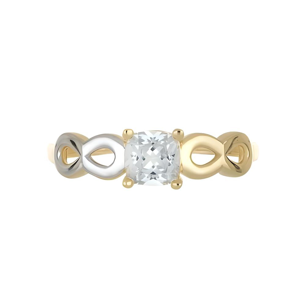 Gold solitaire ring with double infinity