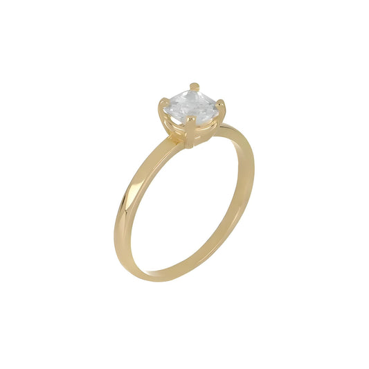 Gold solitaire ring with large zirconia