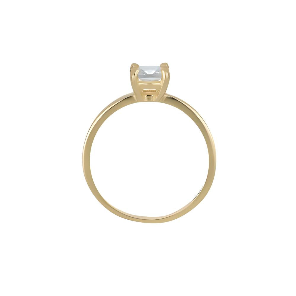 Gold solitaire ring with large zirconia