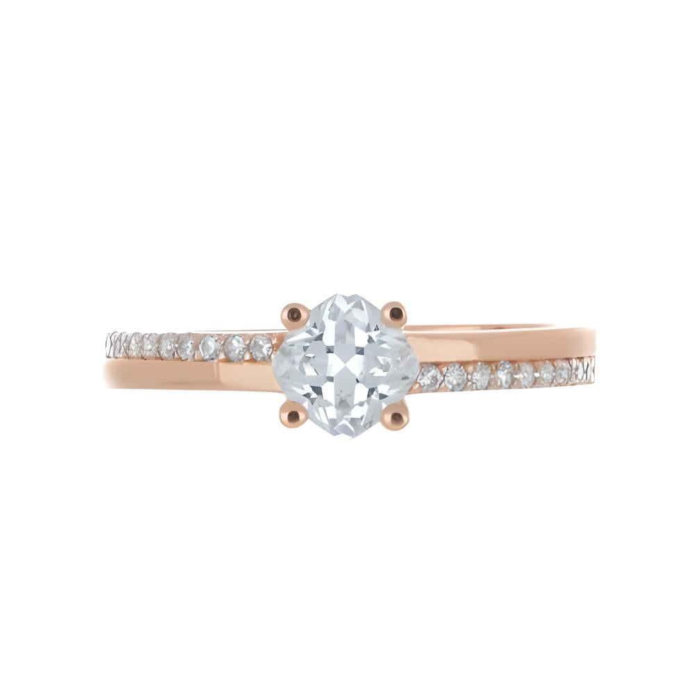 Gold solitaire ring with line of zirconias